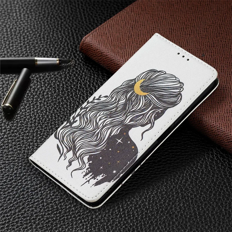 Magnetic Auto-absorbed Pattern Printing PU Leather Stand Walllet Case for Xiaomi Mi 11 Lite 4G / 5G /11 Lite 5G NE - Beauty