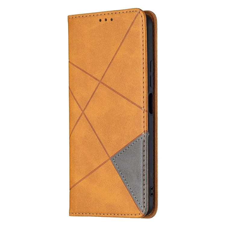 Geometric Pattern Auto-Absorbed Stand Leather Phone Case for Xiaomi Mi 11 Lite 4G / 5G  / 11 Lite 5G NE - Yellow