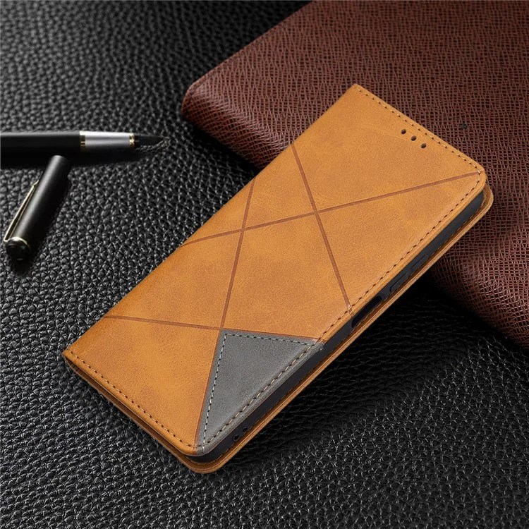 Geometric Pattern Auto-Absorbed Stand Leather Phone Case for Xiaomi Mi 11 Lite 4G / 5G  / 11 Lite 5G NE - Yellow