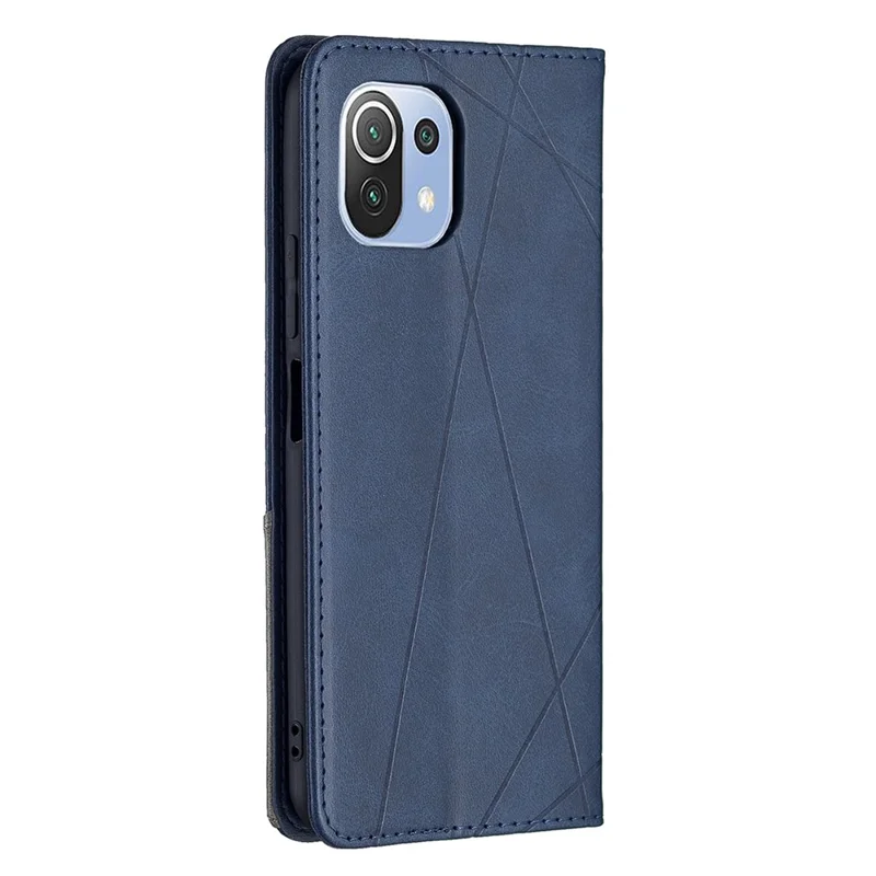 Geometric Pattern Auto-Absorbed Stand Leather Phone Case for Xiaomi Mi 11 Lite 4G / 5G  / 11 Lite 5G NE - Blue