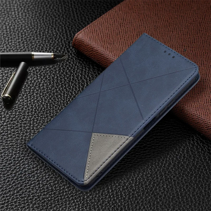 Geometric Pattern Auto-Absorbed Stand Leather Phone Case for Xiaomi Mi 11 Lite 4G / 5G  / 11 Lite 5G NE - Blue