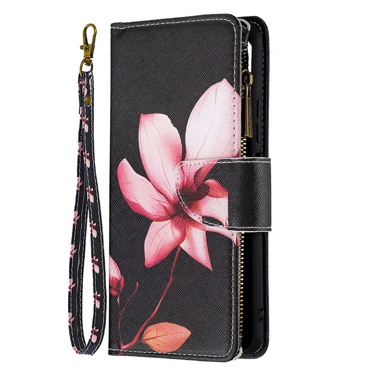 Étui de téléphone en cuir avec support et impression de motif pour Xiaomi Mi 11 Lite 4G / 5G /11 Lite 5G NE - Lotus