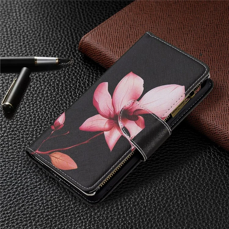 Étui de téléphone en cuir avec support et impression de motif pour Xiaomi Mi 11 Lite 4G / 5G /11 Lite 5G NE - Lotus