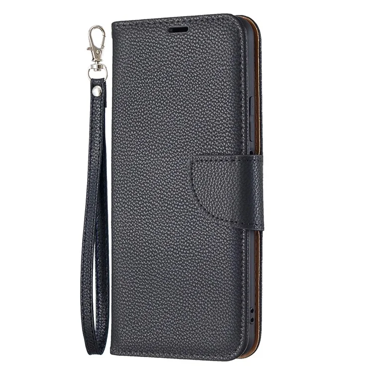 Litchi Texture Wallet Stand Leather Phone Case avec Sangle Poignet pour Xiaomi Mi 11 Lite 4G / 5G /11 Lite 5G NE - Noir