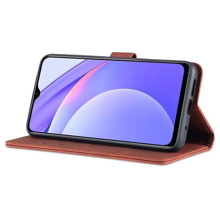 AZNS All-round Wallet Stand Design PU Leather Phone Cover Case for Xiaomi Redmi 9T/9 Power/Note 9 4G (Qualcomm Snapdragon 662)/Poco M3 - Brown