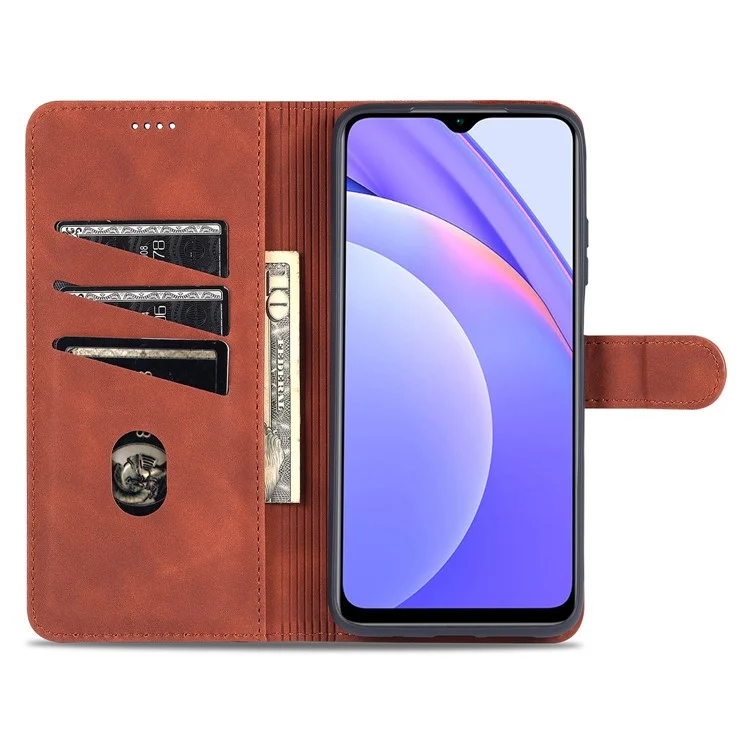 AZNS Conception du Support de Portefeuille AZNS PU le Cuir Téléphone Couverture de Téléphone Pour Xiaomi Redmi 9t / 9 Power / Note 9 4G (Qualcomm Snapdragon 662) / Poco M3 - Brun