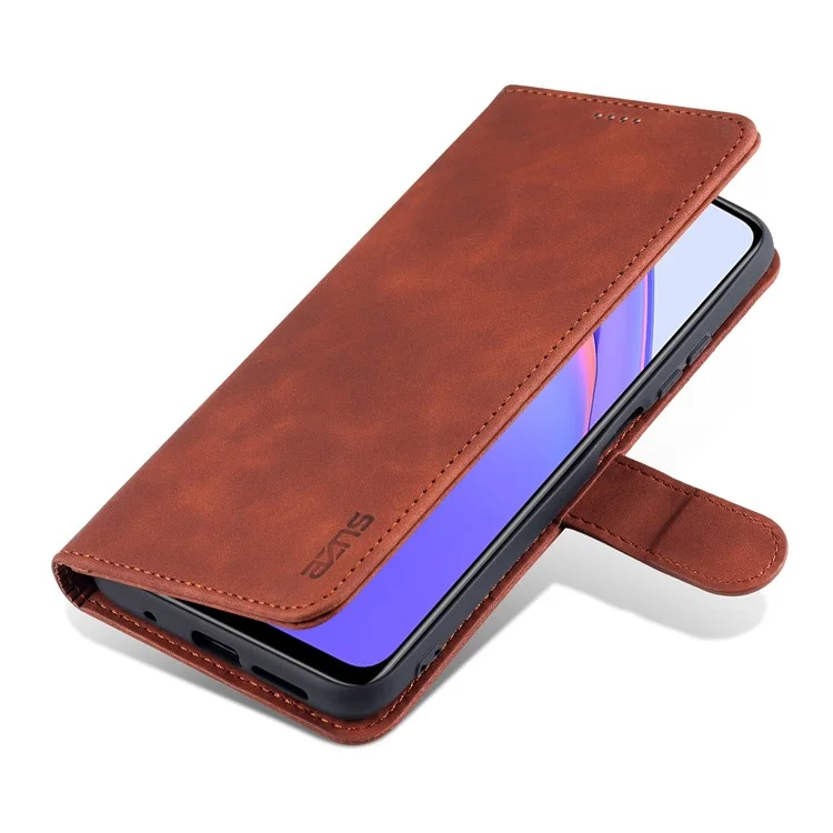 Diseño de Stand de Billetera General AZNS Case de Cobertura de Teléfono de Cuero PU Para Xiaomi Redmi 9T/9 Power/Note 9 4G (Qualcomm Snapdragon 662)/Poco M3 - Marrón