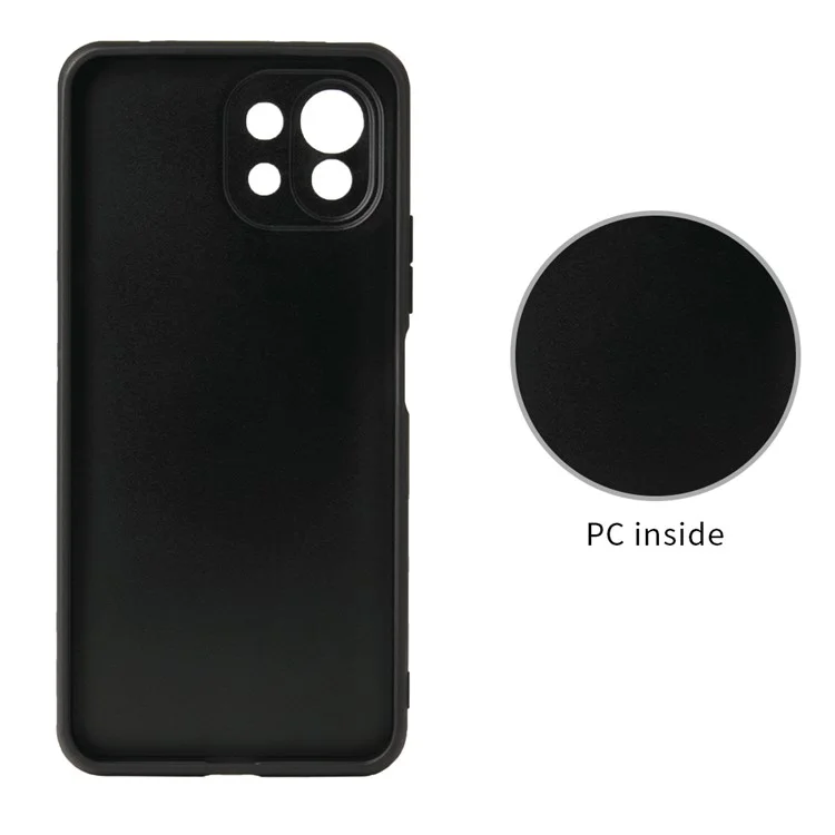 Coque de protection en PU + TPU résistante aux rayures avec support en anneau pour Xiaomi Mi 11 Lite 4G / 5G /11 Lite 5G NE - Texture fibre de carbone