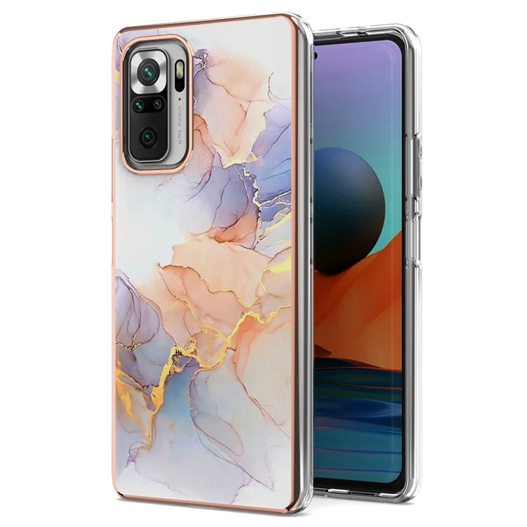 For Xiaomi Redmi Note 10 Pro Max / Note 10 Pro (Global) / (India) TPU Cases IMD Pattern Electroplating Soft Phone Back Cover - Milky Way Marble White