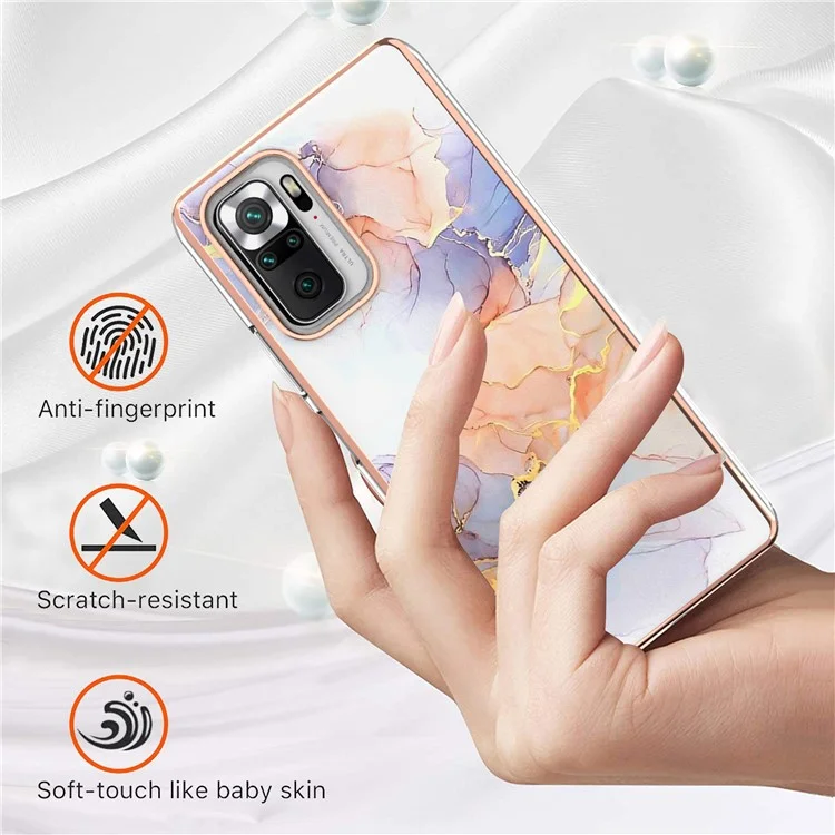 For Xiaomi Redmi Note 10 Pro Max / Note 10 Pro (Global) / (India) TPU Cases IMD Pattern Electroplating Soft Phone Back Cover - Milky Way Marble White