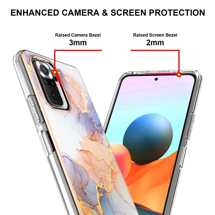 For Xiaomi Redmi Note 10 Pro Max / Note 10 Pro (Global) / (India) TPU Cases IMD Pattern Electroplating Soft Phone Back Cover - Milky Way Marble White