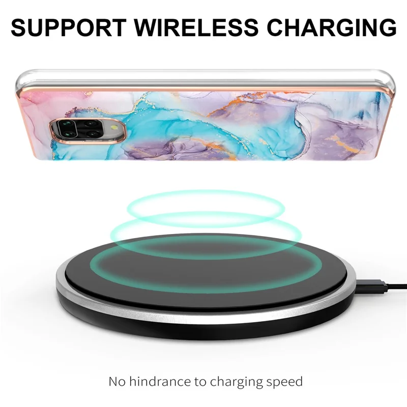 For Xiaomi Redmi Note 9S / Redmi Note 9 Pro / Redmi Note 9 Pro Max TPU Cases IMD Pattern Electroplating Soft Phone Back Cover - Milky Way Marble Blue