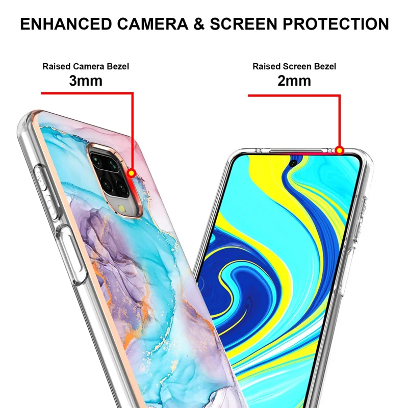 For Xiaomi Redmi Note 9S / Redmi Note 9 Pro / Redmi Note 9 Pro Max TPU Cases IMD Pattern Electroplating Soft Phone Back Cover - Milky Way Marble Blue
