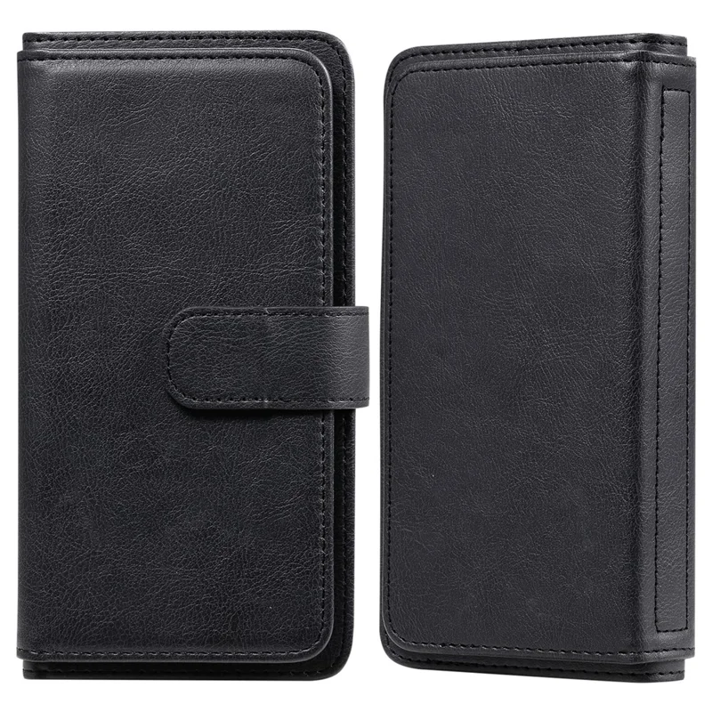 Multi-function 10 Card Slots Wallet Shell for Xiaomi Redmi K40/K40 Pro/Poco F3 Case - Black