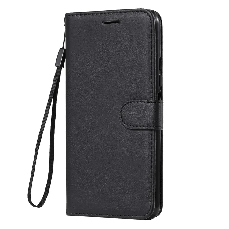 For Xiaomi Mi 11 Lite 4G / 5G  / 11 Lite 5G NE Case Solid Color Leather Mobile Cover Wallet Stand with Strap - Black