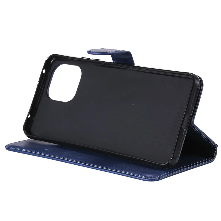 For Xiaomi Mi 11 Lite 4G / 5G  / 11 Lite 5G NE Case Solid Color Leather Mobile Cover Wallet Stand with Strap - Blue