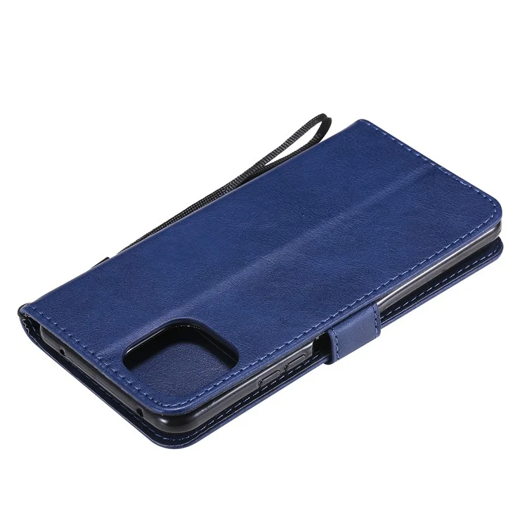 For Xiaomi Mi 11 Lite 4G / 5G  / 11 Lite 5G NE Case Solid Color Leather Mobile Cover Wallet Stand with Strap - Blue