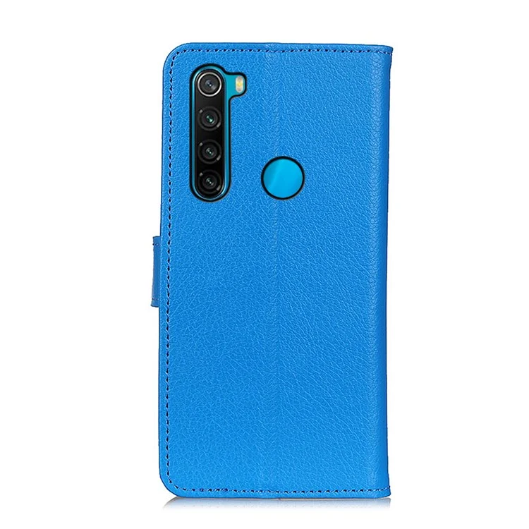 Полная защитная классическая кожа личи текстуру Wallet Design Stand Case для Xiaomi Redmi Note 8 2021 - синий