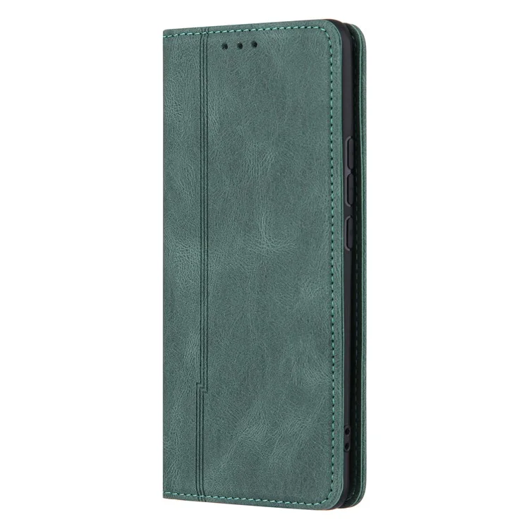 Piel que siente Líneas auto-absorbidas Cartera de cuero Soporte de teléfono Estuche para Xiaomi Mi 11 Lite 4G / 5G /11 Lite 5G NE - Verde