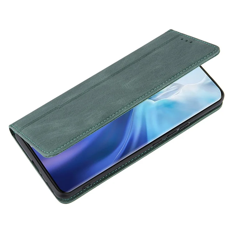 Piel que siente Líneas auto-absorbidas Cartera de cuero Soporte de teléfono Estuche para Xiaomi Mi 11 Lite 4G / 5G /11 Lite 5G NE - Verde