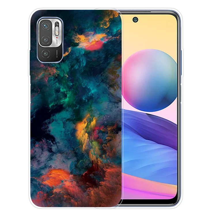 Protección antideslizante contra caídas con diseño de patrón de parachoques suave de TPU para Xiaomi Poco M3 Pro 5G / 4G / Redmi Note 10 5G - Nubes rosadas
