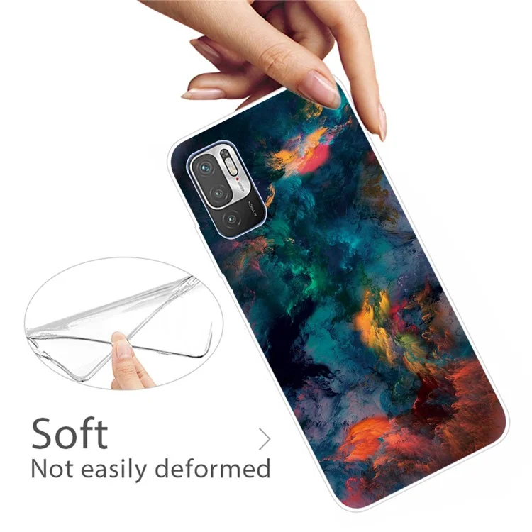 Protección antideslizante contra caídas con diseño de patrón de parachoques suave de TPU para Xiaomi Poco M3 Pro 5G / 4G / Redmi Note 10 5G - Nubes rosadas
