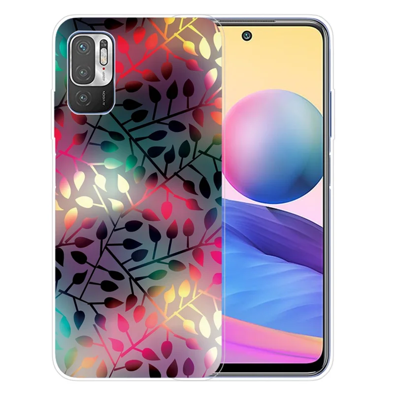 Anti-Slip Drop Protection with Soft TPU Bumper Pattern Design Case for Xiaomi Poco M3 Pro 5G / 4G / Redmi Note 10 5G - Treasures Leaves