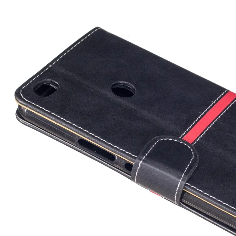 Elegant Series Leather Wallet Stand Flip Case with Strap for Xiaomi Mi Max 2 - Black