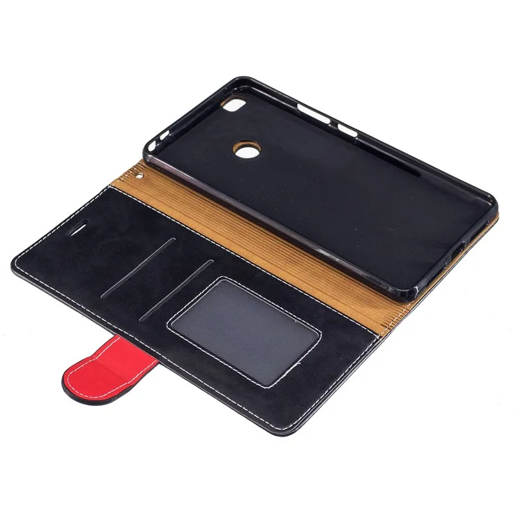 Elegant Series Leather Wallet Stand Flip Case with Strap for Xiaomi Mi Max 2 - Black