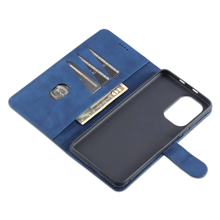 Azns pu Cuero De La Cartera De Diseño De La Cubierta De Protección Integral De La Cubierta Del Teléfono Para Xiaomi Redmi K40 / K40 Pro / mi 11i / POCO F3 - Azul