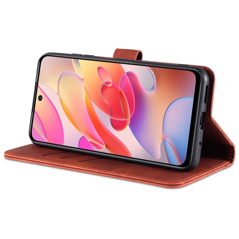 AZNS All-round Protection Wallet Design PU Leather Phone Stand Cover Case for Xiaomi Redmi Note 10 5G/Poco M3 Pro 4G/Poco M3 Pro 5G - Brown