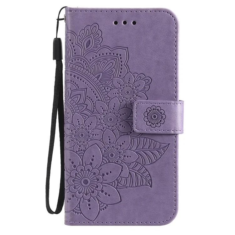 pu en Cuir Imprime Fleurs Motif de Portefeuille Case de Téléphone Avec Longe Pour Xiaomi Mi 11 Lite 4g / 5G / 11 Lite 5G NE - Violet