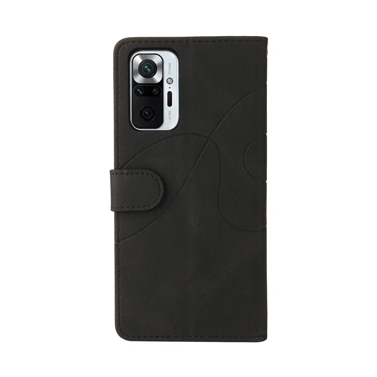 KT Leather Series-1 Двухцветный Сплайсинг Стенд Кожаный Кошелек Чехла Корпуса Для Xiaomi Redmi Note 10 Pro 4G - Черный