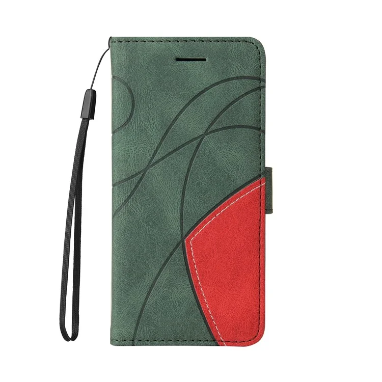 Série KT Leather-1 Bi-colour Splicing Style Stand Leather Wallet Case Cover pour Xiaomi Redmi Note 10 Pro 4G - Vert