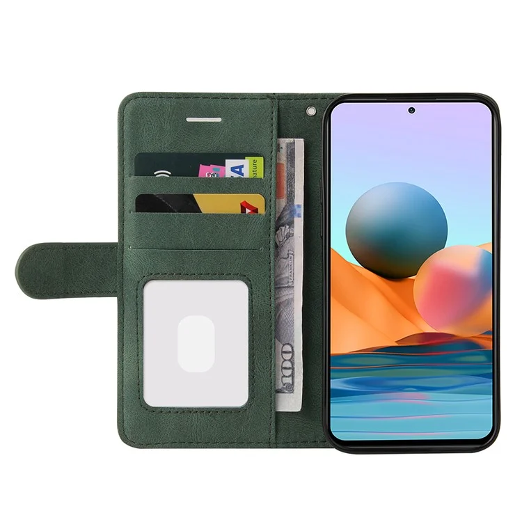 Série KT Leather-1 Bi-colour Splicing Style Stand Leather Wallet Case Cover pour Xiaomi Redmi Note 10 Pro 4G - Vert