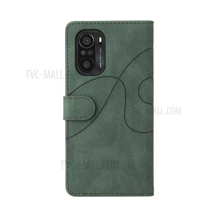 KT Leather Series-1 Bi-color Style Splicing Style Magnetic Magnetic PU PU Chuplip Tampo Caus / Redmi K40 Pro / Poco F3 - Verde