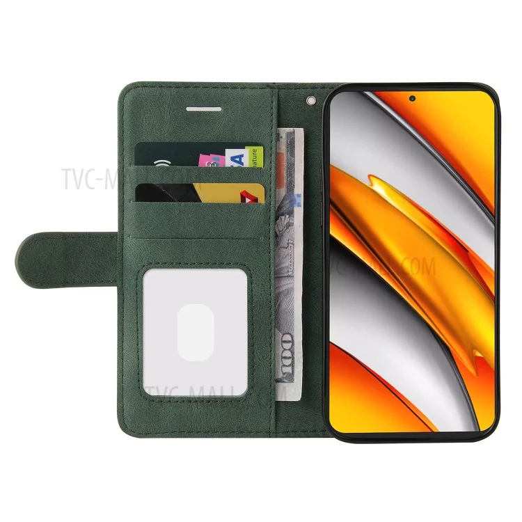KT Leather Series-1 Bi-color Style Splicing Style Magnetic Magnetic PU PU Chuplip Tampo Caus / Redmi K40 Pro / Poco F3 - Verde