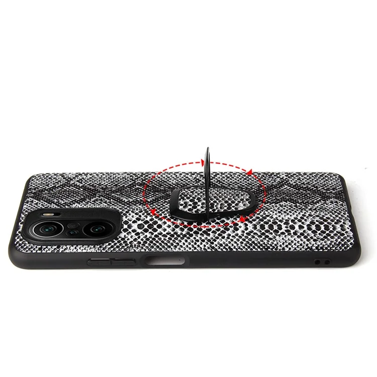 Étui de téléphone en cuir PU texturé recouvert de PC + TPU avec support pour Xiaomi Mi 11i / Poco F3 / Redmi K40 / K40 Pro / K40 Pro+ - Fibre de carbone