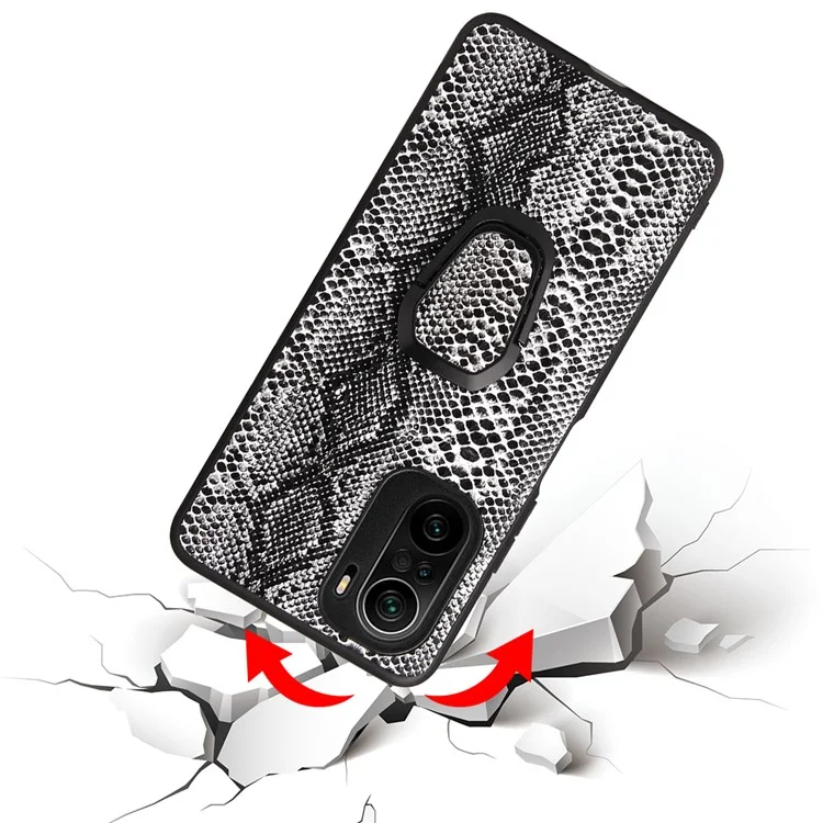 Étui de téléphone en cuir PU texturé recouvert de PC + TPU avec support pour Xiaomi Mi 11i / Poco F3 / Redmi K40 / K40 Pro / K40 Pro+ - Fibre de carbone