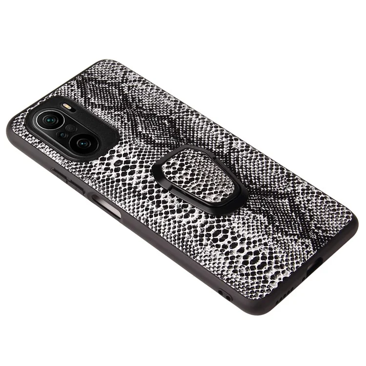 Étui de téléphone en cuir PU texturé recouvert de PC + TPU avec support pour Xiaomi Mi 11i / Poco F3 / Redmi K40 / K40 Pro / K40 Pro+ - Fibre de carbone