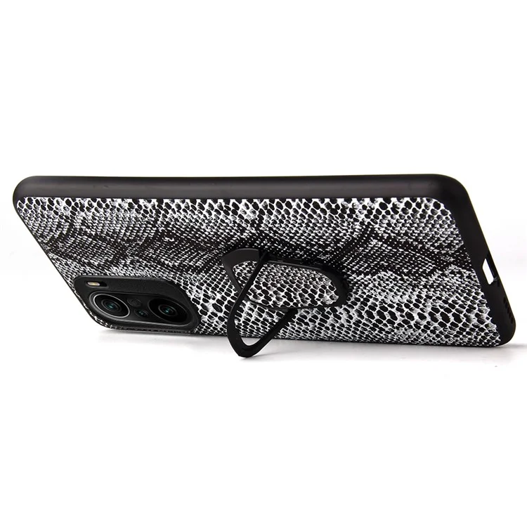 Étui de téléphone en cuir PU texturé recouvert de PC + TPU avec support pour Xiaomi Mi 11i / Poco F3 / Redmi K40 / K40 Pro / K40 Pro+ - Fibre de carbone