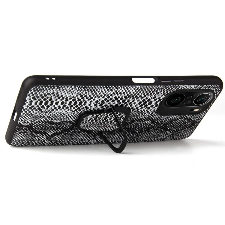 Textured PU Leather Coated PC + TPU Phone Case with Kickstand for Xiaomi Mi 11i / Poco F3 / Redmi K40 / K40 Pro / K40 Pro+ - Carbon Fiber