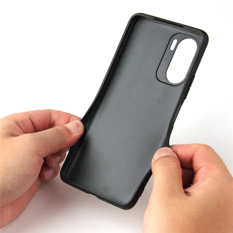 Textured PU Leather Coated PC + TPU Phone Case with Kickstand for Xiaomi Mi 11i / Poco F3 / Redmi K40 / K40 Pro / K40 Pro+ - Carbon Fiber