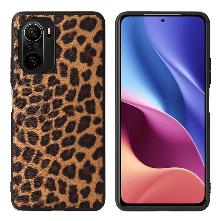 Textured PU Leather Coated PC + TPU Hybrid Case Phone Shell for Xiaomi Mi 11i / Poco F3 / Redmi K40 / K40 Pro / K40 Pro+ - Leopard Texture