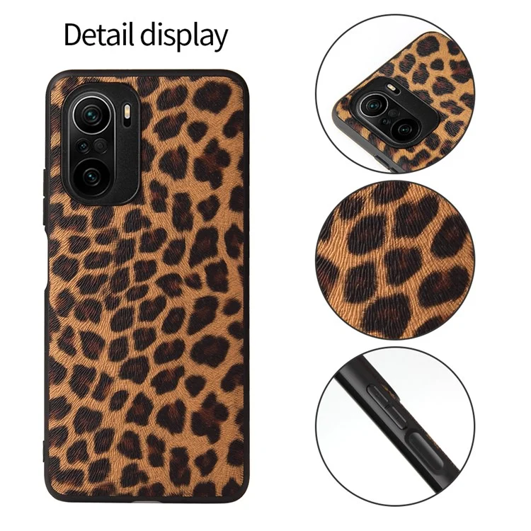 Textured PU Leather Coated PC + TPU Hybrid Case Phone Shell for Xiaomi Mi 11i / Poco F3 / Redmi K40 / K40 Pro / K40 Pro+ - Leopard Texture