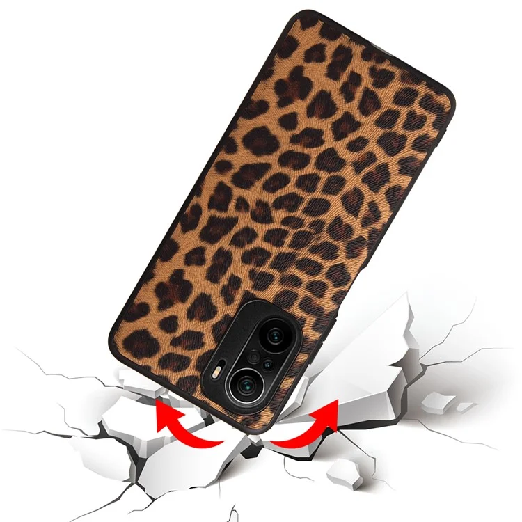 Textured PU Leather Coated PC + TPU Hybrid Case Phone Shell for Xiaomi Mi 11i / Poco F3 / Redmi K40 / K40 Pro / K40 Pro+ - Leopard Texture