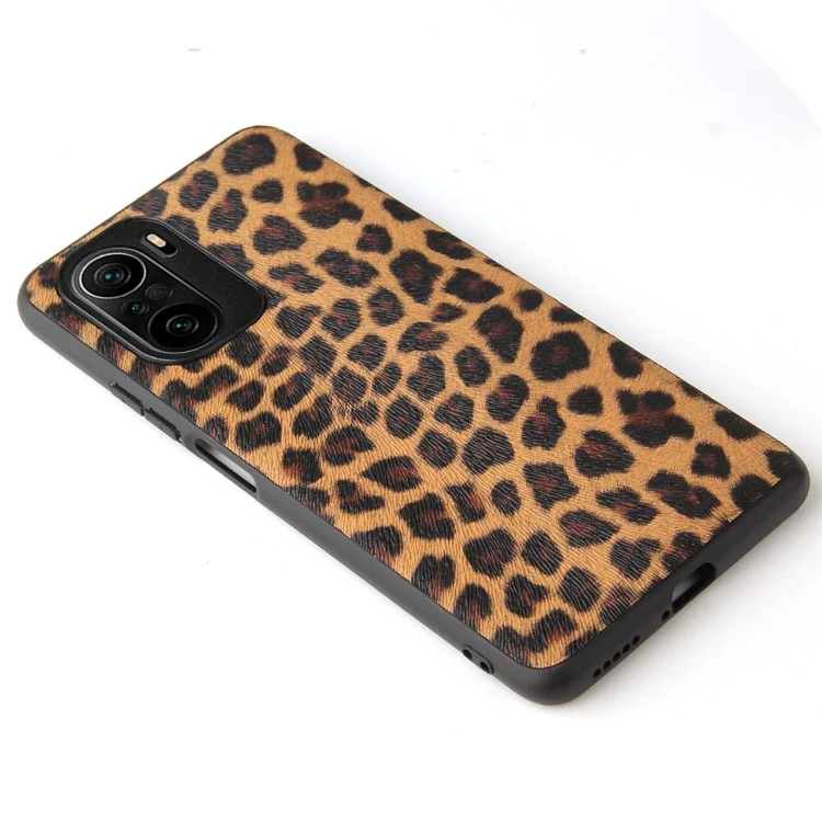 PC Con Rivestimento in Pelle PU Testurizzata TPU Case Ibrido Shell Per Xiaomi Mi 11i / Poco F3 / Redmi K40 / K40 Pro / K40 Pro+ - Texture Leopardo