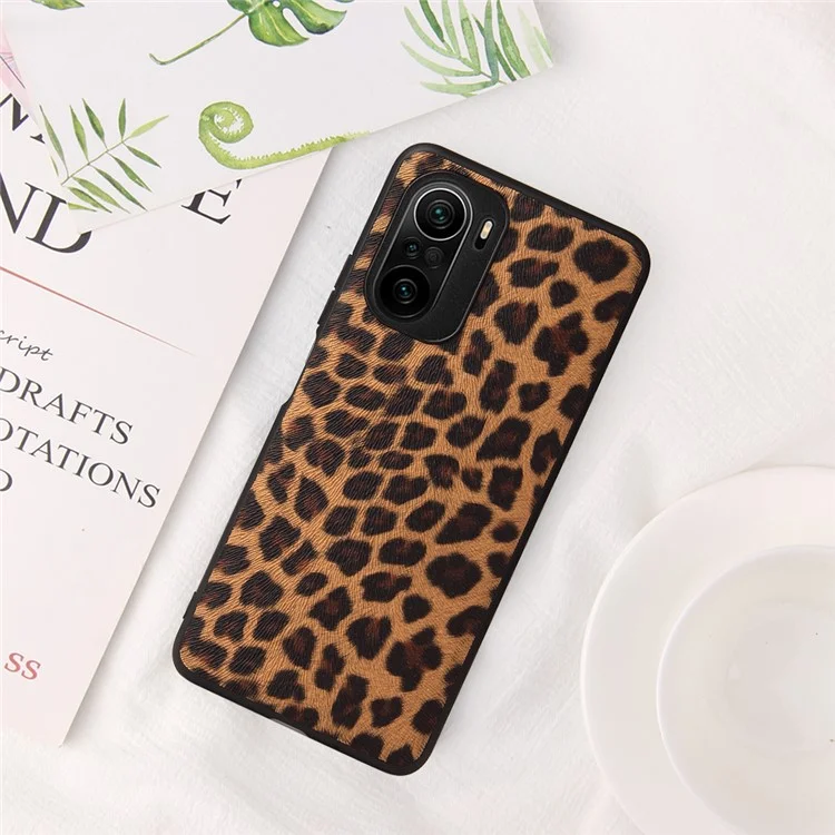 Текстурированная Кожаная PU PC + TPU Hybrid Case Phone Shell Для Xiaomi Mi 11i / Поко F3 / Redmi K40 / K40 Pro / K40 Pro+ - Леопардовая Текстура