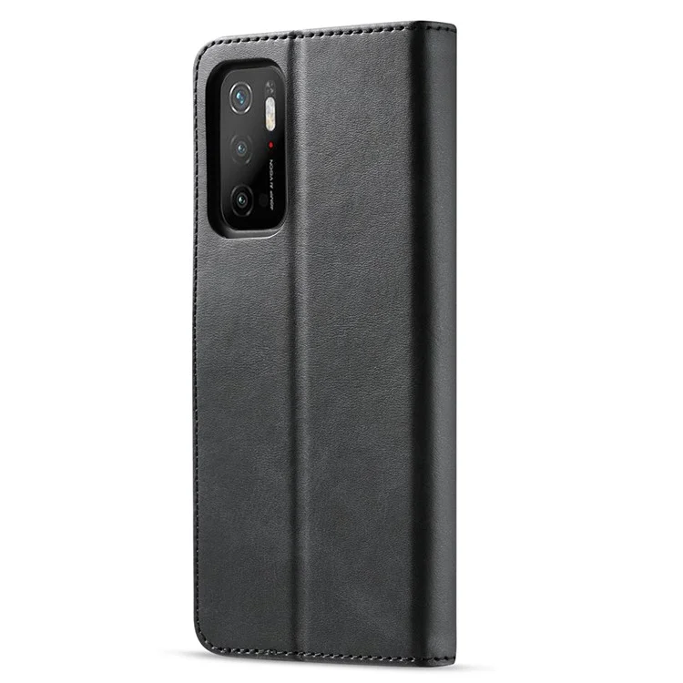 LC.IMEEKE Wallet Design Leather Phone Stand Case Protector for Xiaomi Poco M3 Pro / Redmi Note 10 5G - Black