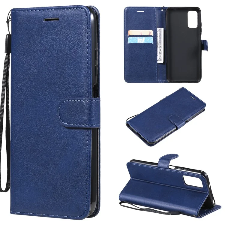 KT Leather Series-2 Wallet Stand Leather Phone Casing with Strap Casing for Xiaomi Redmi Note 10 5G / Poco M3 Pro 5G - Blue